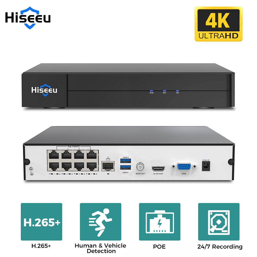 Security Ip Camera - Hiseeu 8 Kanallı 4K PoE NVR