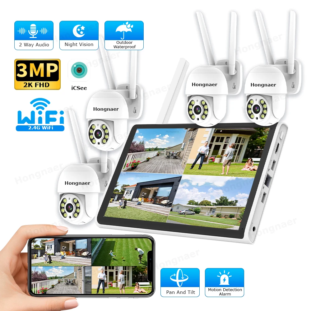 Security Ip Camera - 2026 Hongnaer 3MP 4 Kanallı WiFi