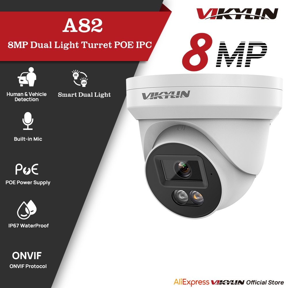 Smart Home Microsoft - VIKYLIN 8MP IP Güvenlik Kamerası Poe